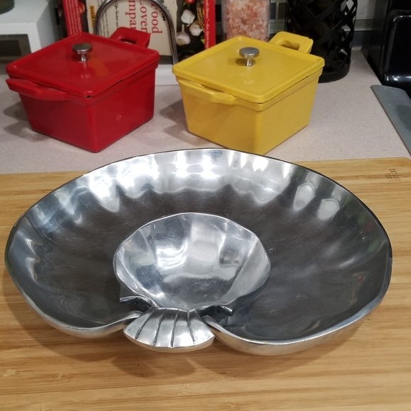 Wilton Armetale Pewter 2Pc Clam Shell Chip Dip Veggie Serving Tray Party Set - Picture 11 of 11